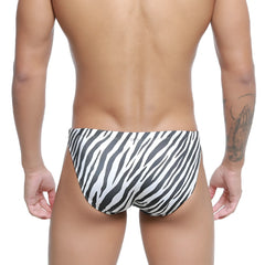 MetroMaleWear classic swim bikini zebra 4937-35 featuring black and white zebra-striped swim trunks for men