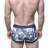 Metro male wear classic swim trunk camo gray 4932-90 gray and white camouflage men’s briefs with dark gray waistband
