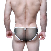 MetroMalewear cloud9 bikini mesh briefs in black with white trim designed for comfort and style