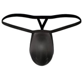 MetroMaleWear cock bra thong black in smooth slightly textured fabric with thin elastic straps showing back side