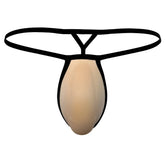 Black and beige MetroMaleWear cock bra thong with smooth form-fitting design in contrast nude colors