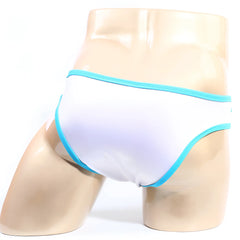 Metro male wear colonel bikini white briefs with bright blue trim designed for comfortable everyday wear