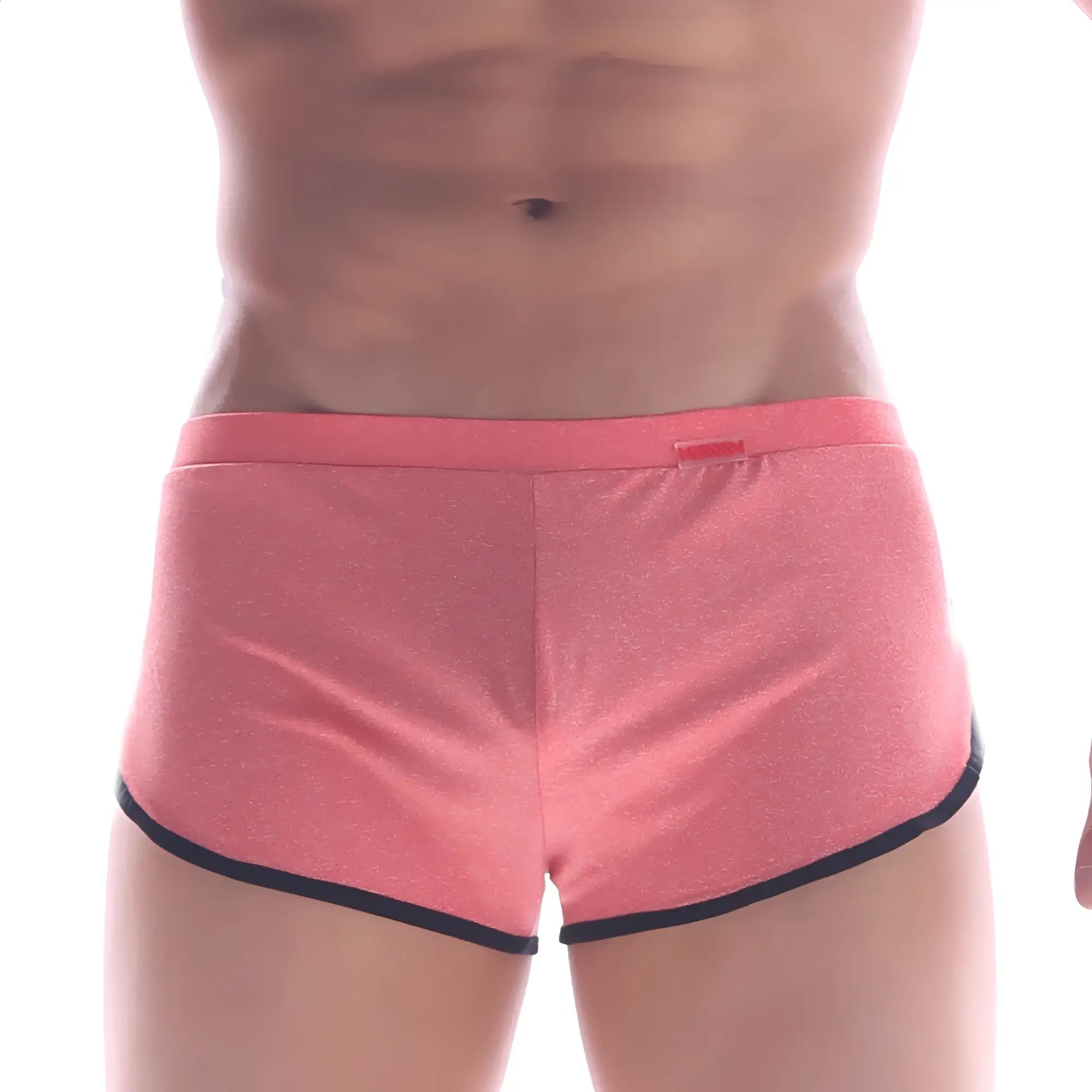 MetroMalewear comfort boxer orange 8019-14 pink athletic shorts with black trim and subtle textured fabric
