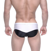 MetroMaleWear Competidor bikini black 4965-20 sleek white and black two-tone swim trunks with modern design