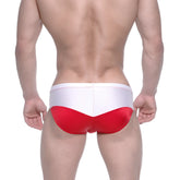 MetroMaleWear Competidor bikini red 4965-12 glossy red and white swim trunks for men with a shiny finish