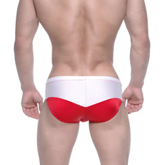 MetroMaleWear Competidor bikini red 4965-12 glossy red and white swim trunks for men with a shiny finish