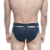 Navy blue mesh briefs with a cutout design at the back in MetroMaleWear Concepcion Brief Black 5213-20