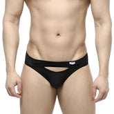 MetroMaleWear Contento Bikini black briefs with sleek form-fitting design and black mesh trim for comfortable wear