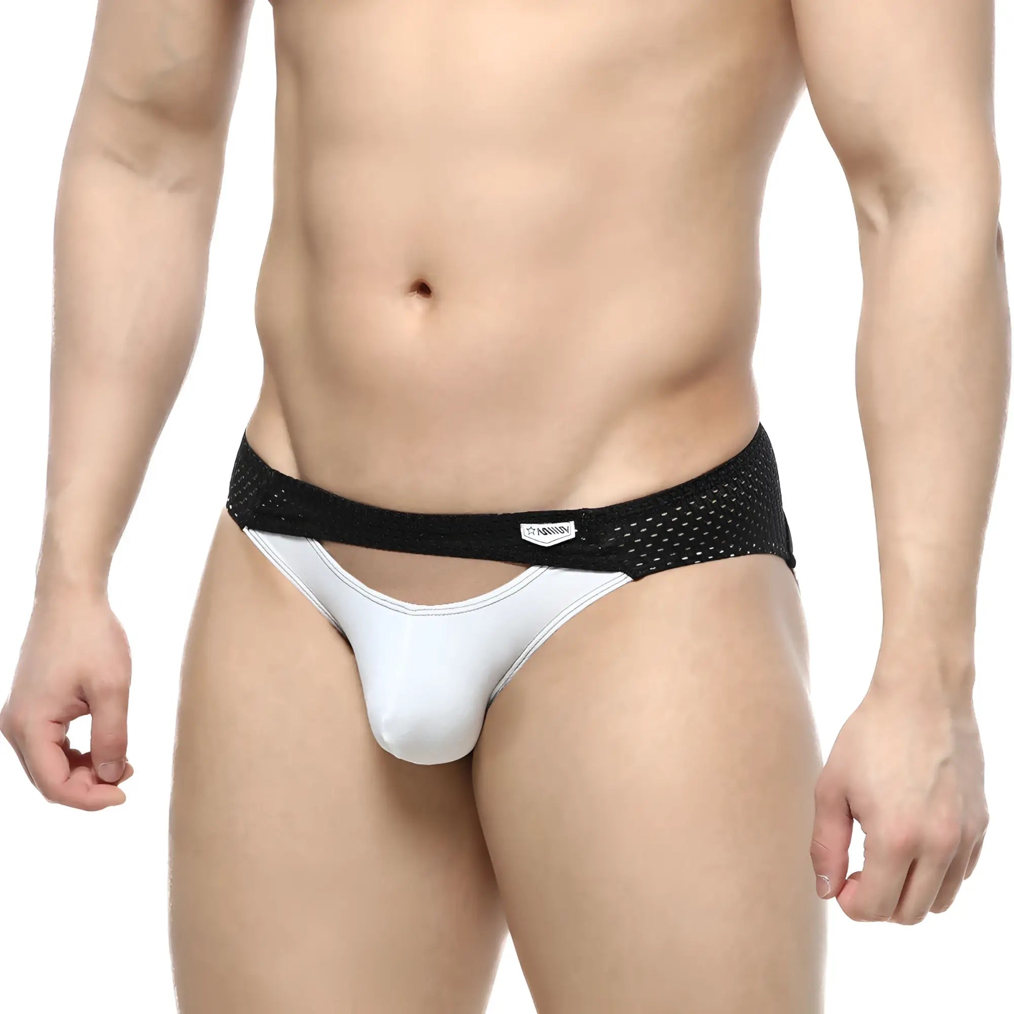 MetroMaleWear contento bikini briefs in white with mesh trim and black elastic waistband for comfortable wear