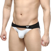 MetroMaleWear contento bikini briefs in white with mesh trim and black elastic waistband for comfortable wear