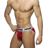 Red men’s cotton briefs in maroon with a white elastic waistband branded ammun from metro male wear