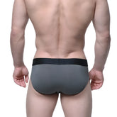 Gray men’s cotton briefs with black elastic waistband and subtle branding from metromalewear hip brief green 3006-26