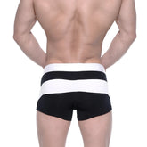 Black and white striped cotton mens briefs with wide elastic waistband metroMalewear cotton short boxer arc 7 3022-53