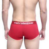 Red metro malewear briefs with textured fabric and white logo waistband from metro malewear county trunk 2026-12