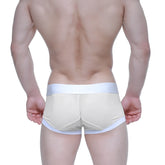 MetroMaleWear crema beige boxer briefs in cream color with white elastic waistband and trim, form-fitting design