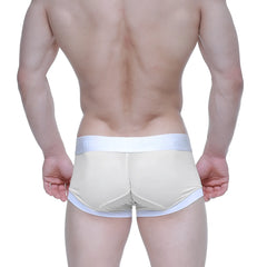 MetroMaleWear crema beige boxer briefs in cream color with white elastic waistband and trim, form-fitting design