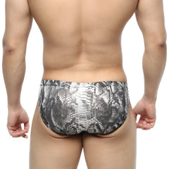 Metro malewear culebra bikini 5103-84 black and silver snake-scale patterned swim trunks with a sleek design