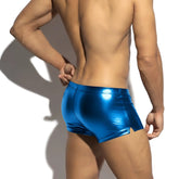 Shiny blue metallic MetroMaleWear Cyber Boxer briefs with a sleek form-fitting design in royal blue 7015-18