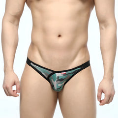 Metro male wear dangerous jock strap camo 8001-60 green and black camouflage thong with sleek form-fitting design