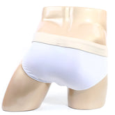 MetroMaleWear deportivo brief white 5203-f00 white briefs with beige elastic waistband displayed on a mannequin