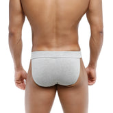 Gray heathered cotton briefs with a wide elastic waistband from MetroMaleWear Deseo Bikini Jasper Gray 3304-10