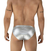 Silver satin briefs from metromalewear deseo bikini metallic silver 3304-m10 showcasing sleek fabric texture
