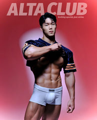 White athletic briefs metro male wear deseo boxer with black logo on waistband comfortable cotton fabric