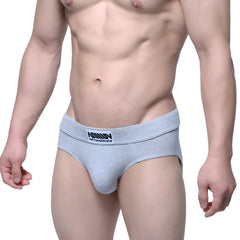 Gray heathered cotton MetroMaleWear Deseo brief with black and white branded waistband for comfortable wear