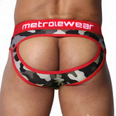 MetroMaleWear Drake jock brief red with red and black camouflage pattern and bold red waistband for active wear
