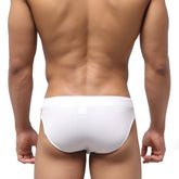 White metro malewear dutch swim brief 4946-31 with smooth form-fitting design and small red logo on left side