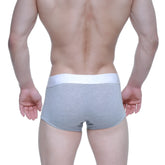 Gray heathered briefs with a solid white waistband from metromalewear elemental boxer brief gray 2029-10 collection