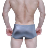Silver metallic ribbed briefs metroMalewear enhancement boxer metal 2043-10 showcasing sleek textured design