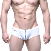 White mew brand briefs with a black central seam and logo on the waistband from MetroMaleWear Entropy Trunk