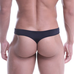 MetroMaleWear Epoca thong black made of smooth stretchy fabric shown from the back for comfortable wear