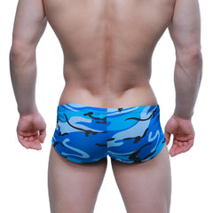 Blue and black camouflage-patterned swim trunks metroMalewear equipaje trunk 2125-83 for men