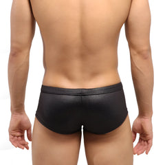 MetroMaleWear Escondido hip trunk metal black 1026-20 black textured swim trunks with snug fit and elastic waistband
