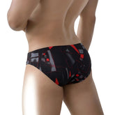 MetroMaleWear Espejo bikini 5103-m35 black and red geometric-patterned men’s swim trunks for beachwear