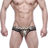 MetroMaleWear Esperanza brief tiger 6106-60 leopard-print mesh briefs with black trim and small brand tag