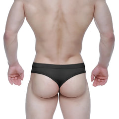 Black form-fitting briefs with a smooth elastic waistband from MetroMaleWear Eterna Thong 3722-20