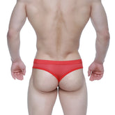 MetroMaleWear Eterna thong red 3722-12 sheer mesh briefs with solid red waistband front view