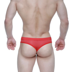 MetroMaleWear Eterna thong red 3722-12 sheer mesh briefs with solid red waistband front view