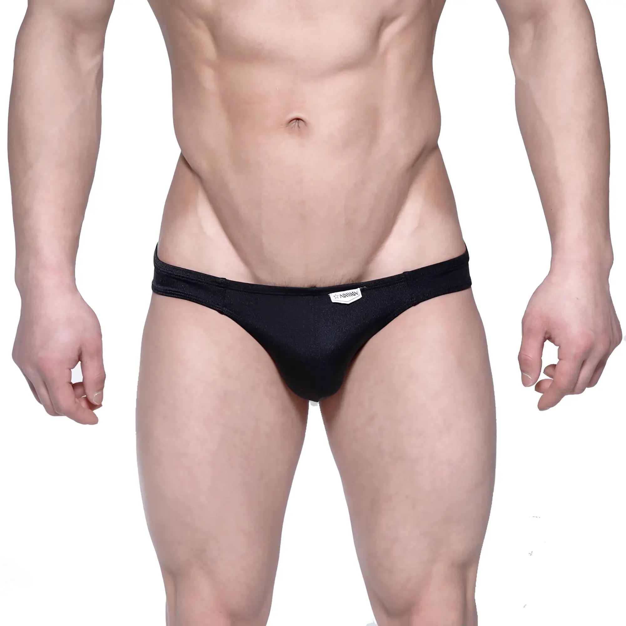 Metro male wear eureka bikini black 5223-20 black mesh briefs with white label at waistband front view