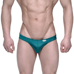 MetroMaleWear Eureka bikini green 5223-07 teal shimmering briefs with a snug form-fitting design