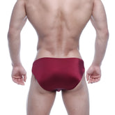 MetroMaleWear Eureka bikini wine 5223-29 deep red satin brief with a smooth glossy finish front view