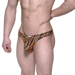 MetroMaleWear Eureka thong animal gold 1322-75 orange and black tiger-striped men’s thong with snug fit design