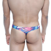 MetroMaleWear Eureka thong atractivo 1322-33 vibrant graffiti-style print in bold blue pink and white hues