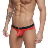 Red metro malewear expose brief with black wni logo waistband for comfortable everyday wear