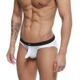 White men’s briefs with black wni logo waistband from metromalewear expose brief white 2207-00 collection