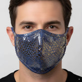 MetroMaleWear face mask dragon 0111-65 shimmering blue snakeskin patterned with glossy textured finish