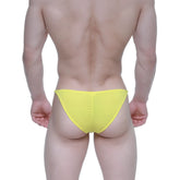 Bright yellow textured fabric briefs metroMalewear fantasy bikini yellow 6116-15 front view